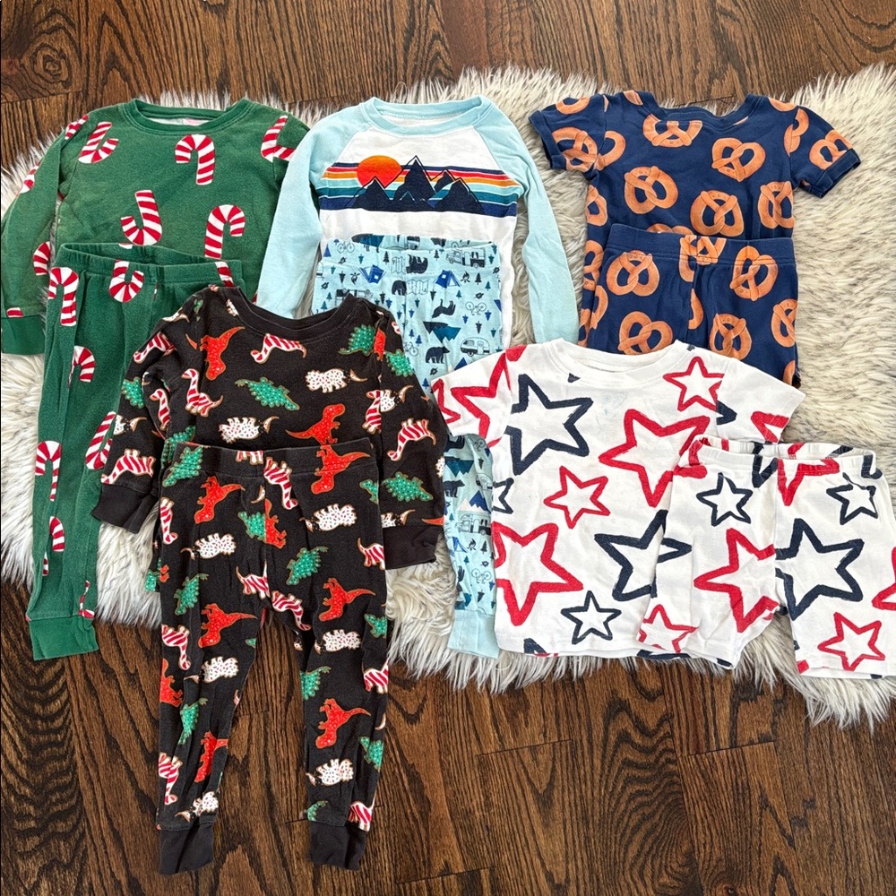2T 5 Sets of Toddler Boy Pajamas Bundle